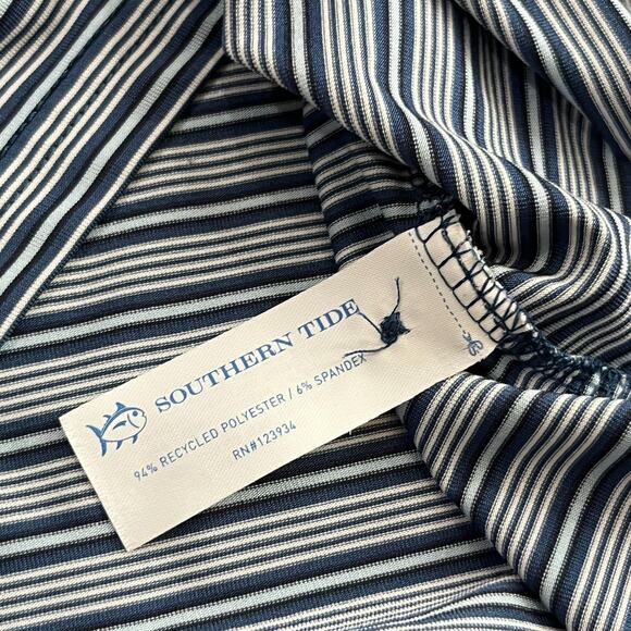 Southern Tide Boys Blue Striped Performance Polo Shirt Size Large 12-14 - Picture 4 of 6